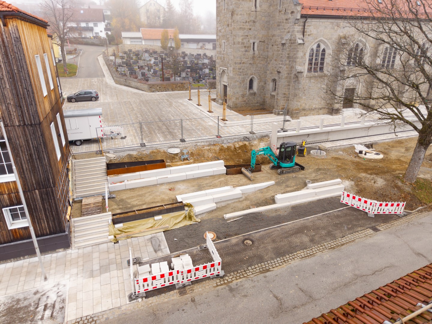 Baufortschritt Dokumentation Dachstuhl Passau hochauflösende Drohnenaufnahmen